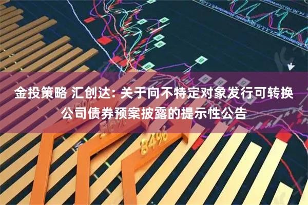金投策略 汇创达: 关于向不特定对象发行可转换公司债券预案披露的提示性公告